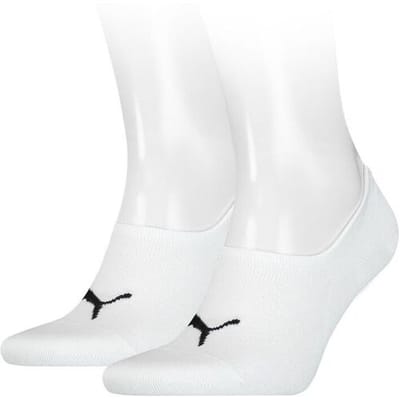 Puma Unisex Footie High Cut (2-pack) - unisex onzichtbare sokken - wit - Maat: 35-38