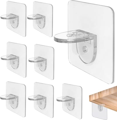 10 Stusks - Plankdragers - Rekbeugels - Plankhouder - Wandsteun - Schapdrager - Verborgen muurbeugels - ABS - 7*7cm - Transparant - Geen boren - Voor zwevende houten planken