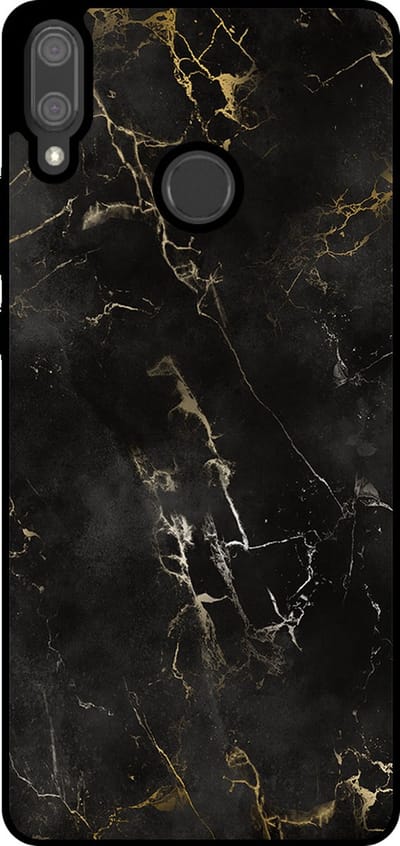 Smartphonica Telefoonhoesje Geschikt voor Huawei Y9 (2019) met marmer opdruk - TPU backcover case black marble design - Zwart geschikt voor Huawei Y9 (2019)