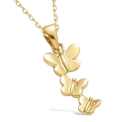 CHIVAL - Ketting 18K Verguld Goud " Butterfly Trio" – Luxe - Hypoallergeen - Valentijn - Vlinder - Moederdag - Perfect Cadeau voor Haar - Elegant - Geschenkverpakking