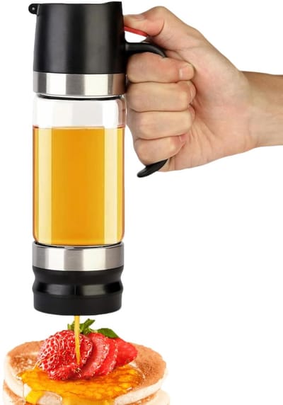 Dailygoods- Honingdispenser druppelvrij - Honingpot 350 ml - Hoog borosilicaatglas - Handvat - Transparant ontwerp - Eenvoudig te gebruiken