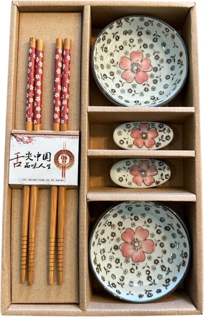 Winkrs | 2 persoons Japanse Sushi servies set (rood) met eetstokjes, kommetjes en opleggers voor stokjes