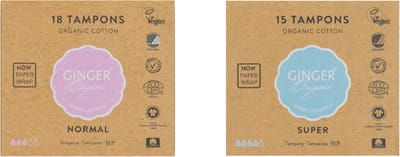 Ginger Organic - Tampons - Normaal + Super - Biologisch - Comfortabel - Allergievrij