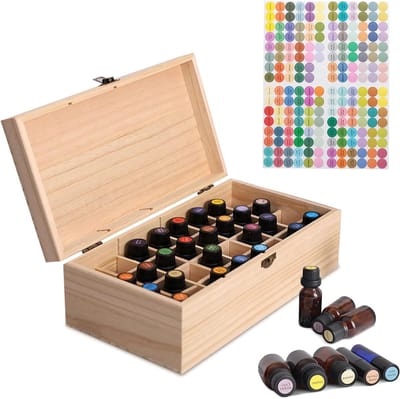 Houten Opbergdoos voor Essentiële Olie met 32 Slots, Multifunctionele Aromatherapie Box, Draagbare Opslag voor Geuren en Olieflessen