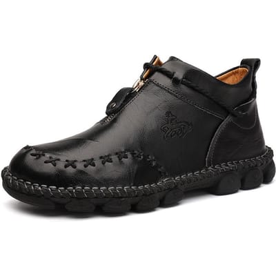 Plus Size Herfst en Winter Leren Casual Schoenen Britse Mid-Top Heren Enkellaarsjes Trendy Leren Laarzen 48 gray