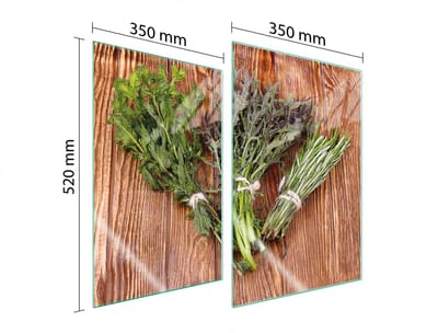 TMK ArtDeko - Glas Beschermplaat - 2x35x52 cm - Rozemarijn - Veilig en Hygiënisch