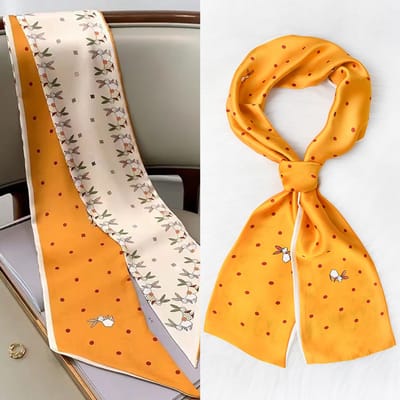 Zijden sjaal-stijl zijden sjaal voor dames - Kleurblokkenprint - Fris en delicaat - Decoratieve shawl over shirts -27，14*150CM