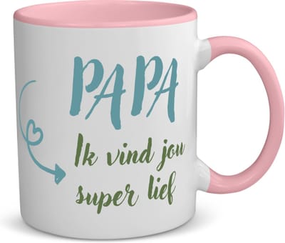 Akyol - papa ik vind jou koffiemok - theemok - roze - Papa - je vader - vaderdag cadeautjes - verjaardagscadeau - gift - kado - 350 ML inhoud