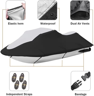 Allecto - Aanhangwagen Jet Ski Cover - Heavy Duty - Waterdicht 210D - Geschikt voor Yamaha Sea-Doo Kawasaki - 135 inch - UV-bestendig - Marine gr