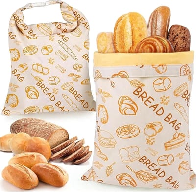 KZQ Broodzakken - Zuurdesembroodzakken - Herbruikbare broodzakken van bijenwas - Set van 2 - Afmeting 12 x 17 inch - Geschikt voor zelfgebakken brood, katoenen en linnen voedselbewaarzakken