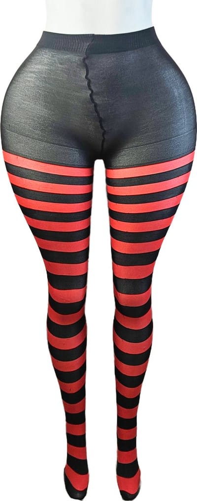 BamBella ® - Panty - onesize - maillot pantys Dames - Onesize - zwart rood gothic feest halloween