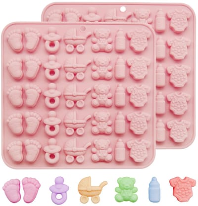 Dailygoods- Silicone Vormen - 2 Stuks - Baby Douche Chocolade Vormen - Antiaanbakvormen - Cupcake Decoratie - Snoep/Gummy Vormen - Bakvormen