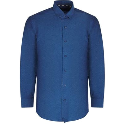 Aquascutum Heren Textuur Langsleeve Overhemd (Donkerblauw)