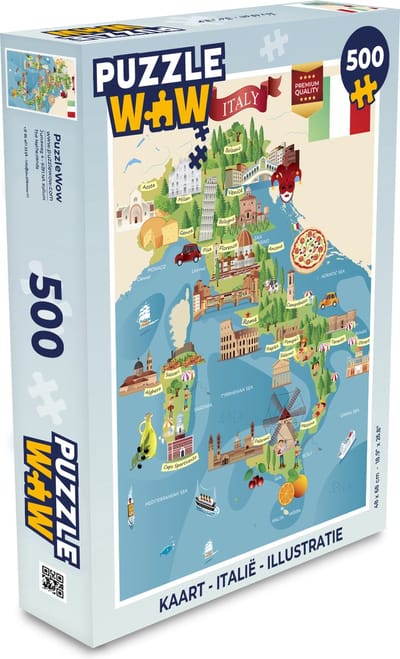 Puzzel Kaart - Italië - Illustratie - Legpuzzel - Puzzel 500 stukjes
