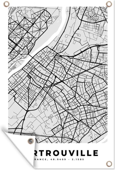 Muurdecoratie Plattegrond - Kaart - Stadskaart - Frankrijk - Sartrouville - 120x180 cm - Tuinposter - Tuindoek