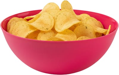 Plasticforte voedsel Serveerschaal - D26 x H10 cm - kunststof - knalroze - 2,6 liter - voor gerechten - chips - broodjes