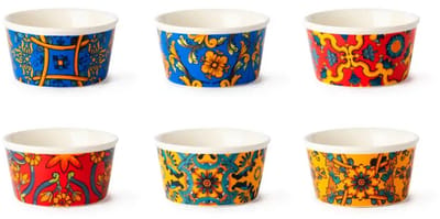 Excelsa Italiaans Design Set van 6 Trinacria kommen 8,7 cm – Veelkleurig – Keramiek – Siciliaans Design