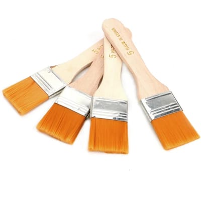 4 Stuks/Set Haarkleurkwast Acrylverf Nylon Olieverfkwast Aquarelverf Tekenen Kunstbenodigdheden Houten Handvatten geel