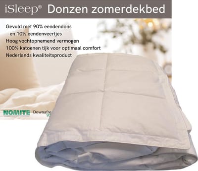 iSleep Zomerdekbed Dons - 90% Eendendons Zomer Dekbed - Eenpersoons - 140x200