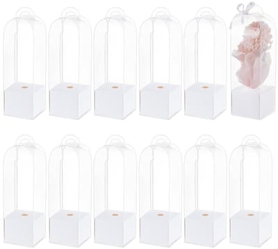 Dailygoods- Bloemdoos 12 Stuks - Witte Bloemverpakking - Geschenken - Bruiloft - Verjaardag - Floral Arrangement - Afmeting 8x8x28cm