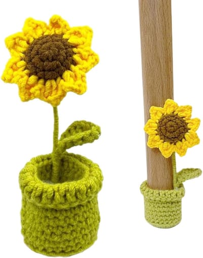 Stoelsokken Zonnebloem - Tafelpootbeschermers Gebreid - Vloer Beschermen - Geluidsreducerend Ontwerp - 3.8 cm Diameter - Geel