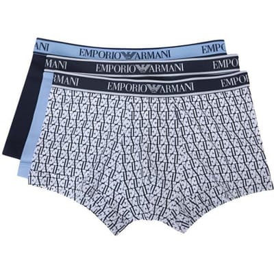 Emporio Armani Zomer 24 Logo Letterprint Boxer Briefs 3-Pack Heren ondergoed 112130-4R717-23631 XL gray