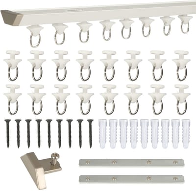 Dailygoods- Gordijnrail 3 m - Aluminium - Plafondmontage - Stille Rollen - Ruimteverdeler - Hoge Draagkracht - Inclusief Accessoires - Plafondrail