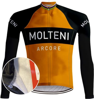 Retro Winter Wielerjack Molteni ( FLEECE) - Oranje REDTED - L