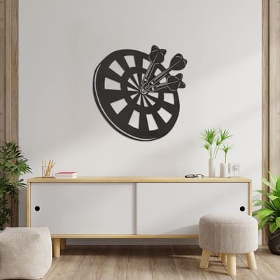 Wanddecoratie Darts - Muurdecoratie Darts - Muurdecoratie Hout - Wanddecoratie Hout - Muurdecoratie Woonkamer - Wanddecoratie Woonkamer - Wanddecoratie Industrieel - Wanddecoratie Darten - Home Decor - Wall Line Art - 60 x 59 cm