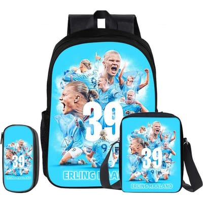 Voetbalster Rugzak 3-delige Set Rugzak Haaland Schoudertas Etui's Boekentas Kinderen Cadeau kind Mochila Sport Schooltas