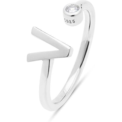 Luxenter 925 Sterling zilveren ring met gerhodineerde briljant zirkonia - Alfabet