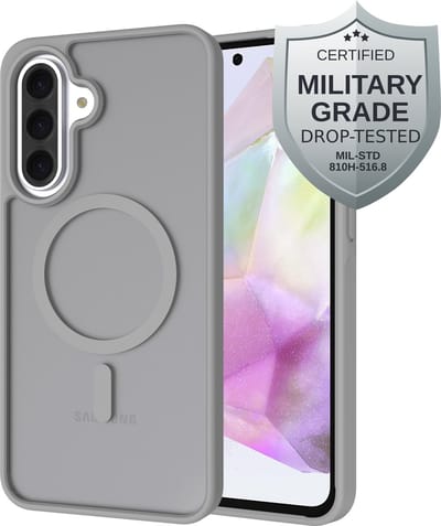 Cazy hoesje geschikt voor Samsung Galaxy A36 / A56 Hoesje geschikt voor MagSafe - Military Grade Backcover - Grijs