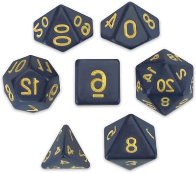 Veelzijdige Dobbelstenen Set - RPG Dobbelstenen Tafelspel Dobbelstenen - Tafelspel Avonturen - Grote Cijfers - 7 Stuks - Donker Marineblauw