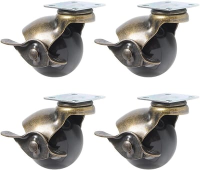 Set van 4 Remwielen met Kap - Zwenkwielen 360 Graden Draaibaar, 1,5 Inch, 20 kg Draagkracht
