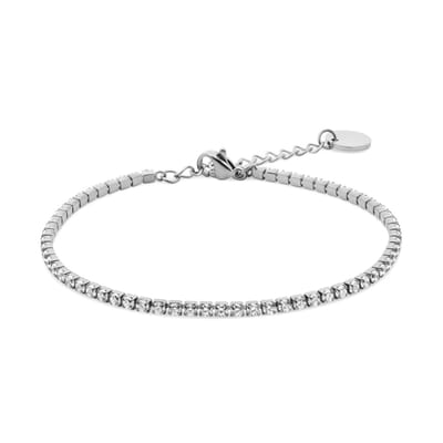 CO88 Collection 8CB-91388 – Armband Dames – Tennisarmband 2 mm Kristallen – Zilverkleurig – 16+3 cm – Cadeau voor Vrouwen