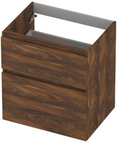 INK - Onderkast 2 Laden Greeploos Hout Decor met Houten Keerlijst A-symmetrisch - 600x450x650 Mm - Noten