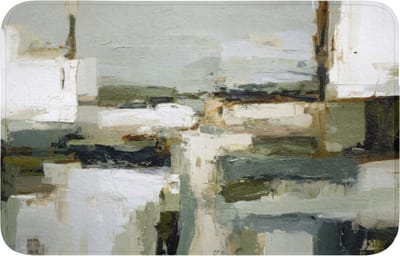 WC mat 80x50 cm - Antislip - Penseelstreken - Groen - Abstract - Japandi - Toiletmat - Vloermat - Douchemat - Toilet tapijt - Toiletmatten