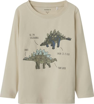 Name It - T-shirt - Longsleeve - Dino - Sand - Maat 92