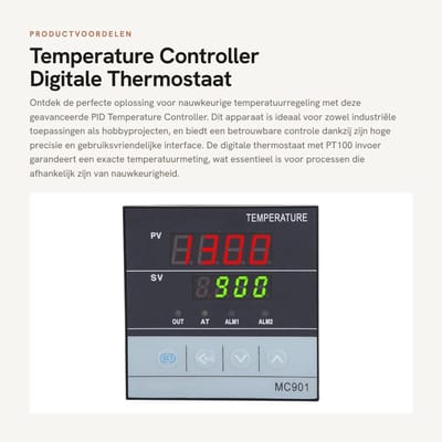 Dailygoods- Temperatuurregelaar Hoge Precisie - Digitale Thermostaat - Temperatuurmeter - PT100 Input - Relais SSR Output - Compact Ontwerp