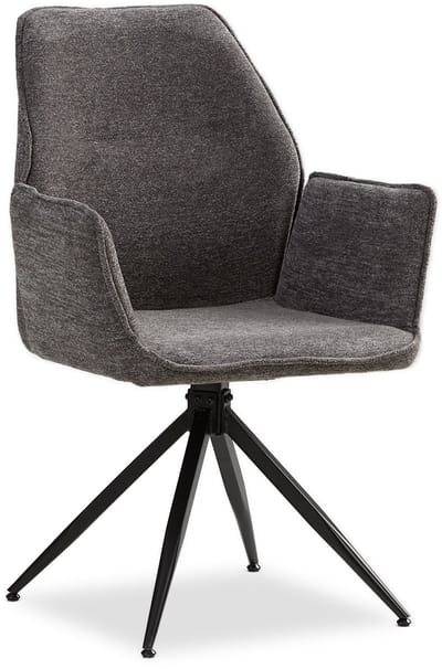 Homestyle4u Eetkamerstoel - 1 stuk Chenille Grijs - met armleuningen - draaibaar