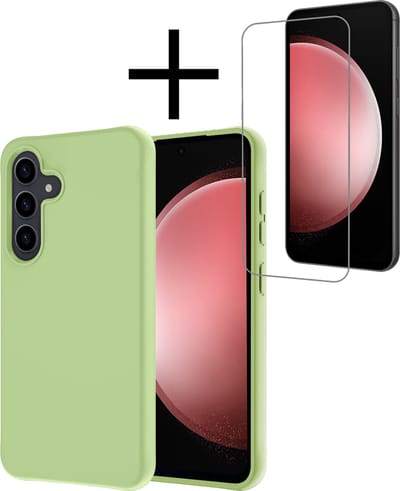 Hoesje - Met Screenprotector - Geschikt voor Samsung Galaxy S23 FE - Sterk & Shockproof - Back Cover - Siliconen Case - Telefoon Hoes - Groen