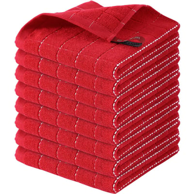 Homaxy Huis Katoen Badstof Keukendoeken Katoenen Keukendoeken Geruit Ontworpen Super Zacht Absorberend Afdroogdoeken Meerpak 12 12-8pack rood