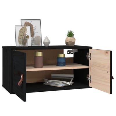 vidaXL - Wandkasten - 2 - st - 60x30x30 - cm - massief - grenenhout - zwart