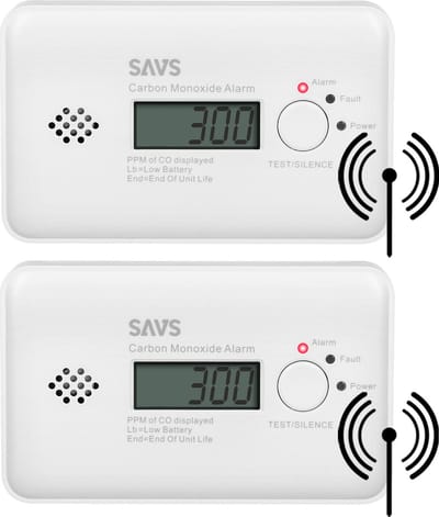 SAVS C10-W Draadloos koppelbare koolmonoxidemelder 2-pack - LinkSmart® - Optioneel WiFi - LCD Display - CO melder