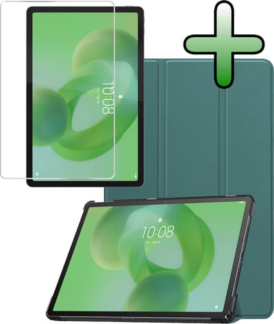 Hoesje Geschikt voor Lenovo Idea Tab - Met Screenprotector - Trifold Bookcase - Hard Cover - Hardcover Book Case - Tablet Hoes - Donkergroen