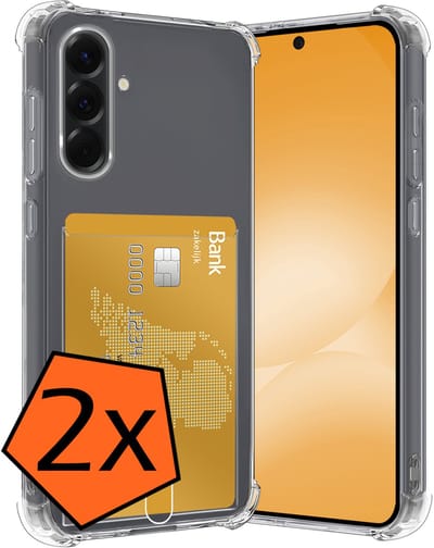 Hoes - 2 Stuks - Geschikt voor Samsung Galaxy A56 - Met Pashouder en Kaarthouder - Telefoon Hoesje Shockproof - Siliconen Case - Back Cover - Shock Proof - Pasjes Houder - Transparant