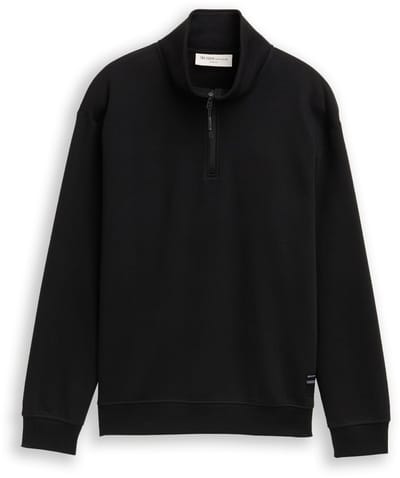 Tom Tailor Denim - Troyer sweatshirt met logo-badge - Maat M - Black