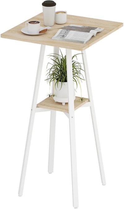 HOMCOM bartafel - Metaal - 55 x 55 x 95 cm - Natuurlijk hout