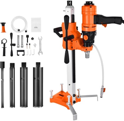 Diamant kernboormachine - Diamantboor 2-in-1 - Max. Ø 202 mm - Vermogen 1500 W - Instelbare Snelheden 1000/2500 tpm - Inclusief 4 Boren - Voor beton, baksteen en steen