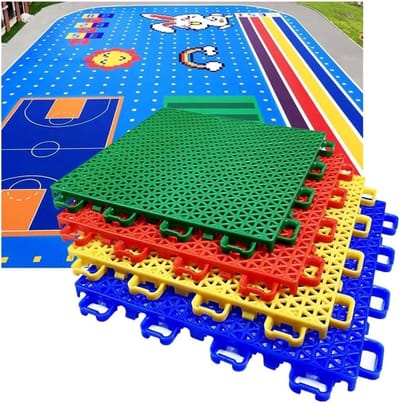 Modulaire vloertegels - Sportvloer tegels - Speelplaats inrichten - Weerbestendig met afvoer - 25CM - Rood